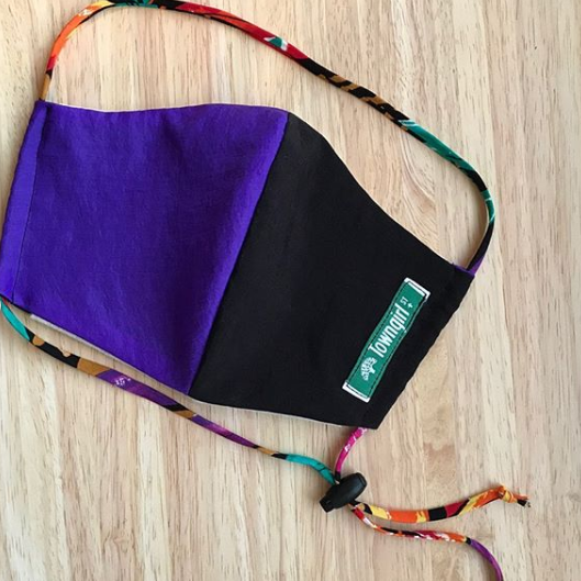 Photo: fashionable face mask with Towngirl brand label