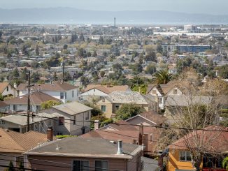a view from the Oakland hills with many Spanish style homes