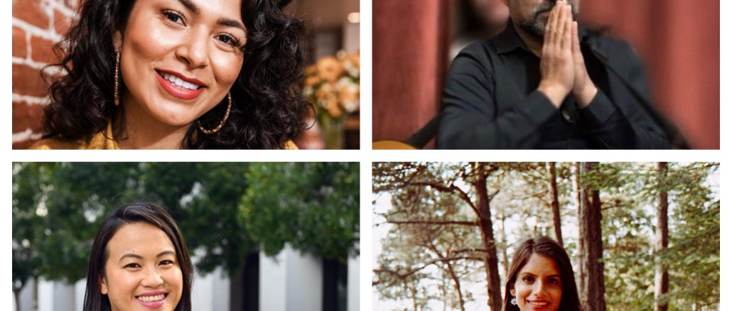 A collage of four diverse people, mostly Latinx