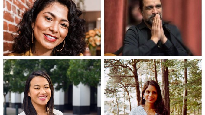 A collage of four diverse people, mostly Latinx