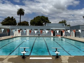 a nice swimming pool with lap lanes on a sunny day