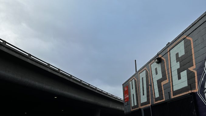 Freeway and building with word HOPE