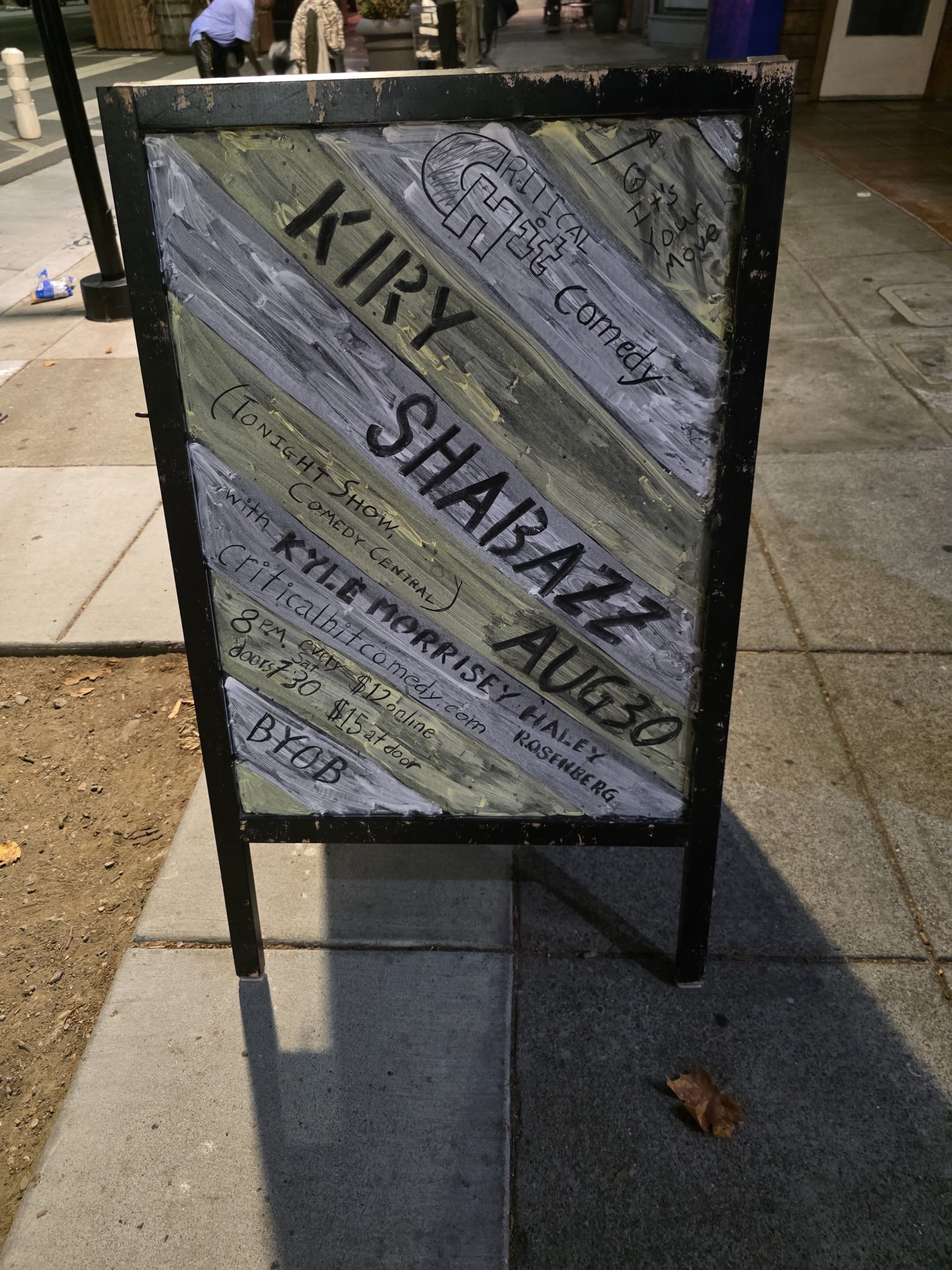 Critical Hit Comedy sign - Oakland Voices
