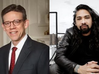 images of two men. one with a suit and tie. another with a black leather jacket