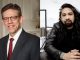 images of two men. one with a suit and tie. another with a black leather jacket